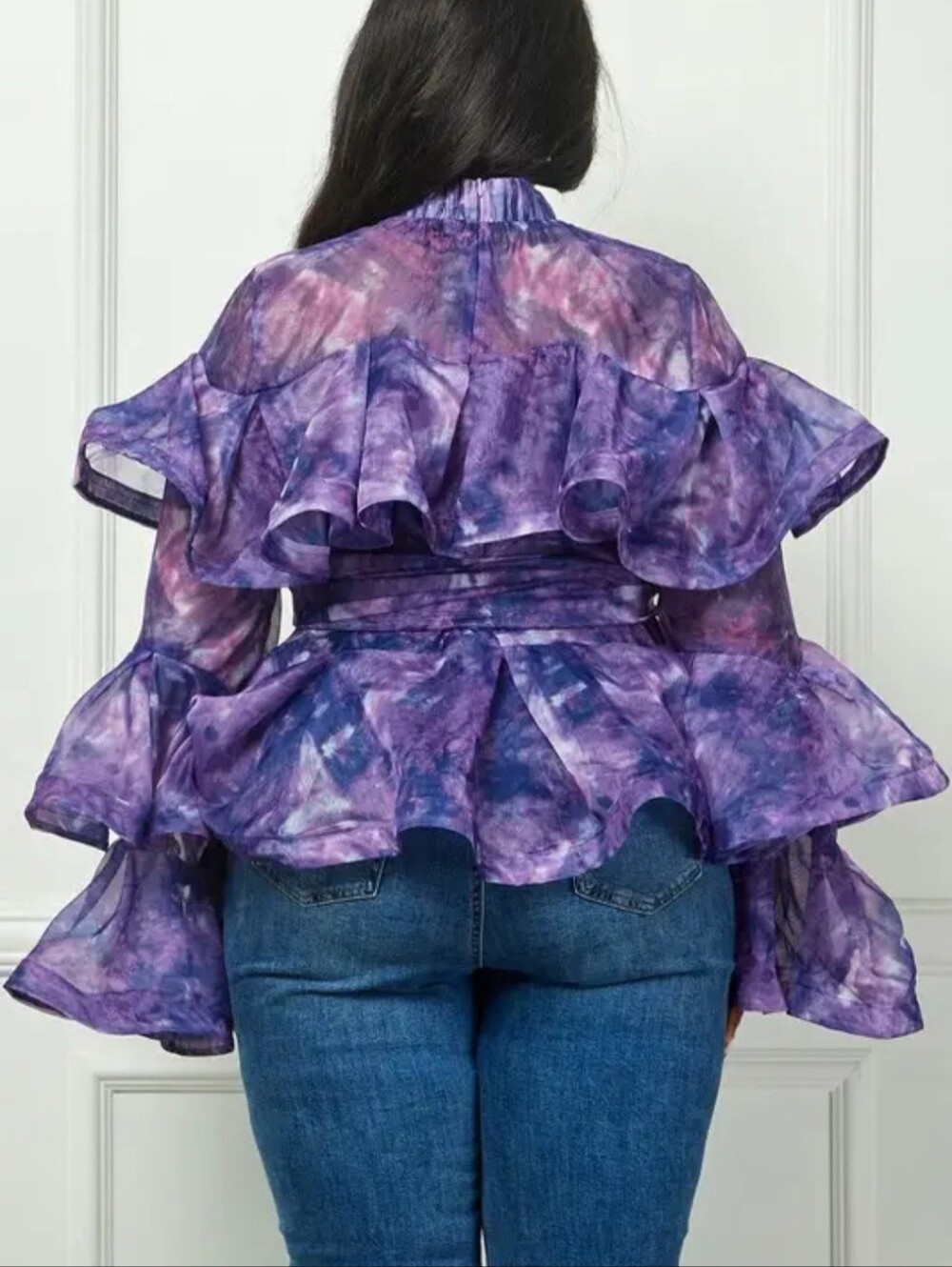 Purple Ruffled Women's Top - Picture 2 of 7